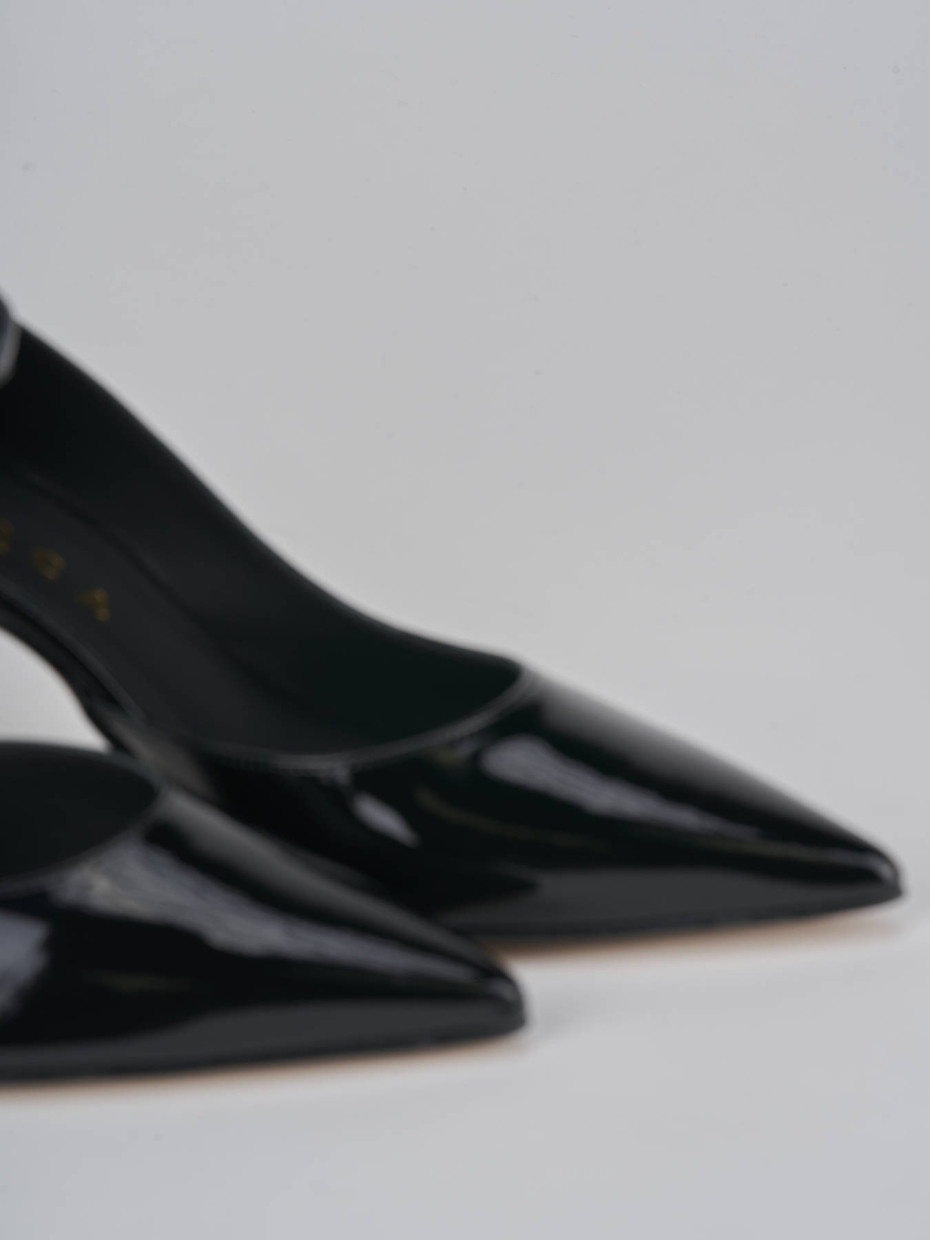 Décolleté e slingback tacco 7cm vernice nero
