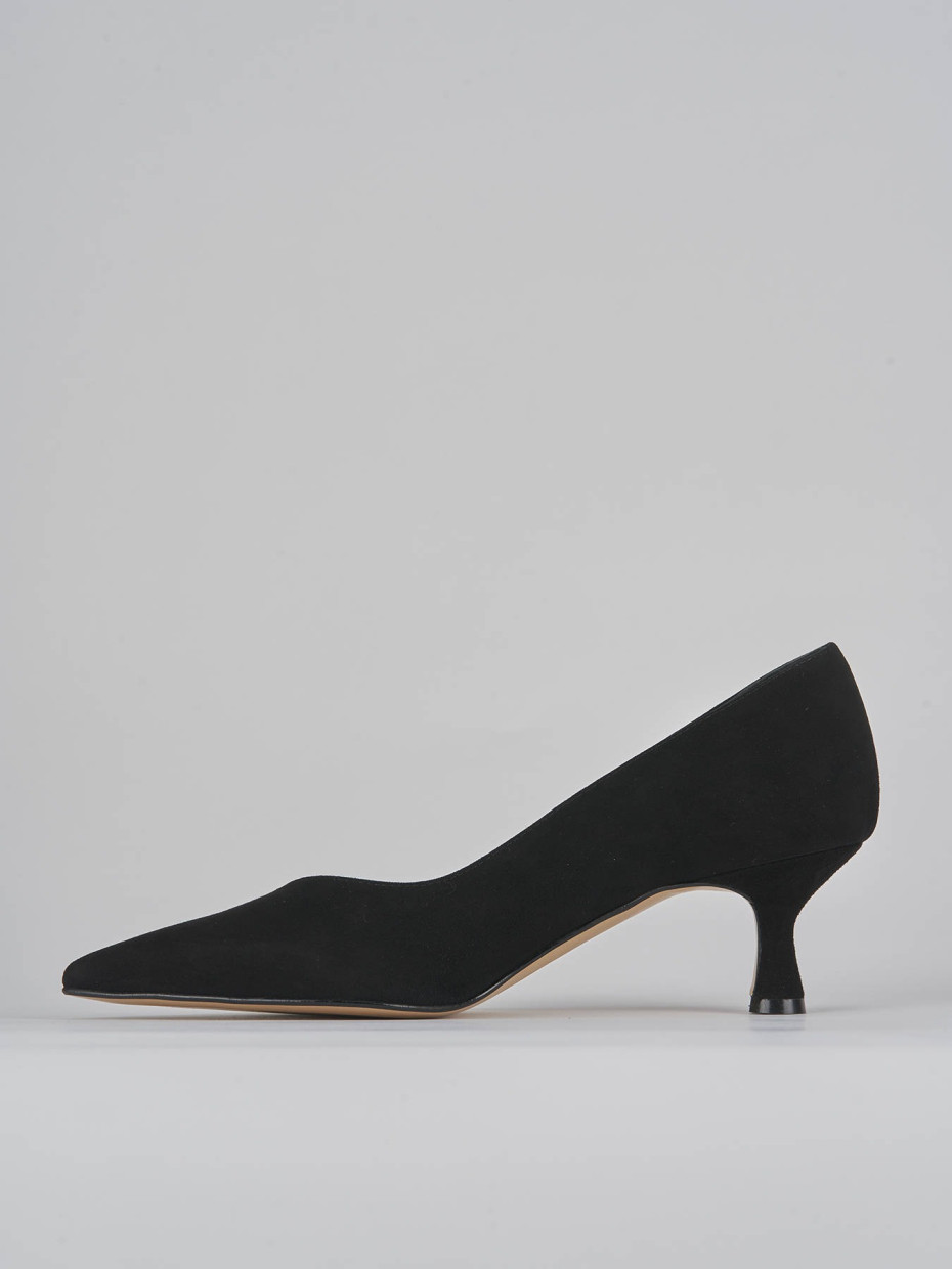Décolleté e slingback tacco 5cm camoscio nero