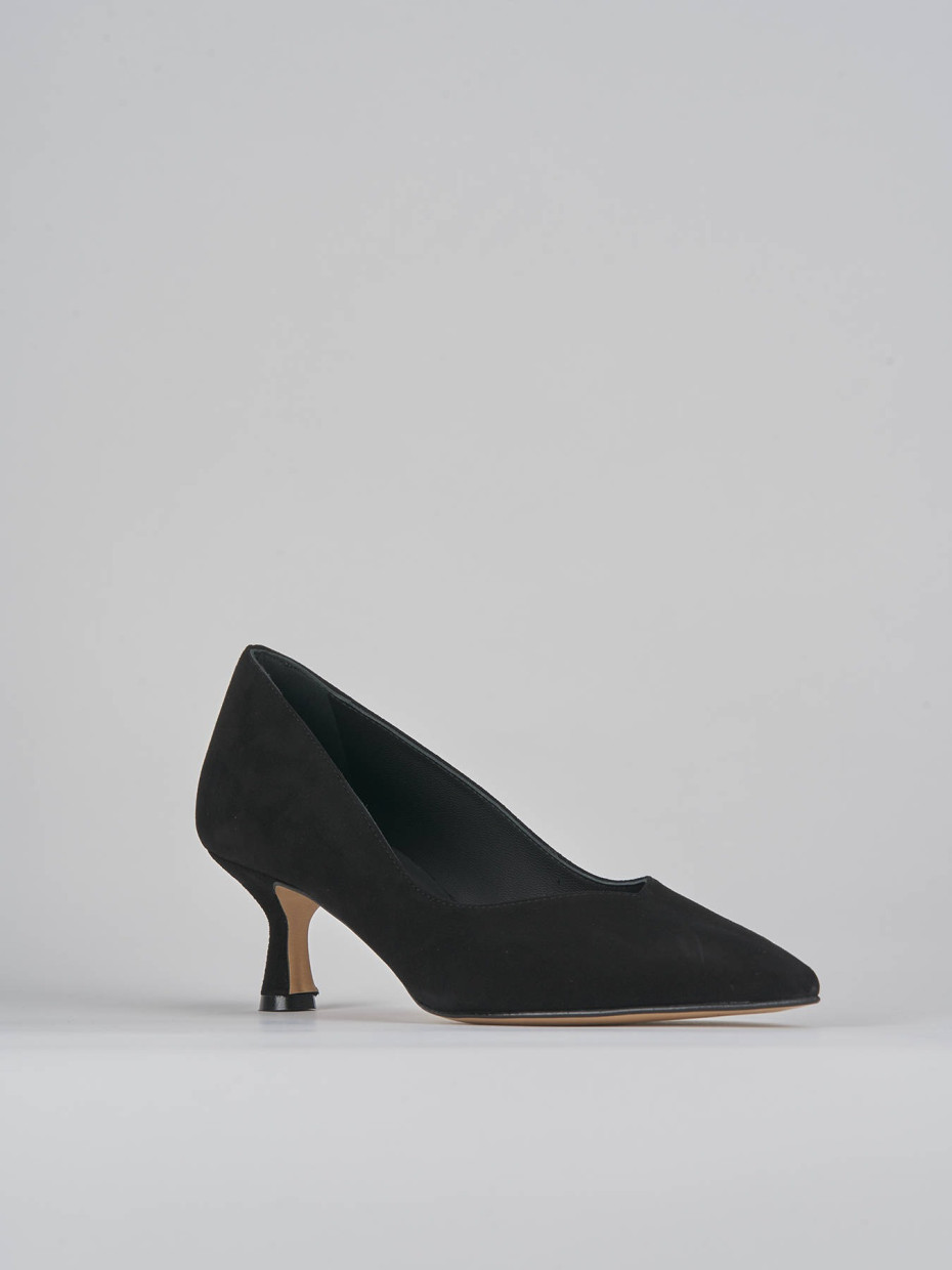 Décolleté e slingback tacco 5cm camoscio nero
