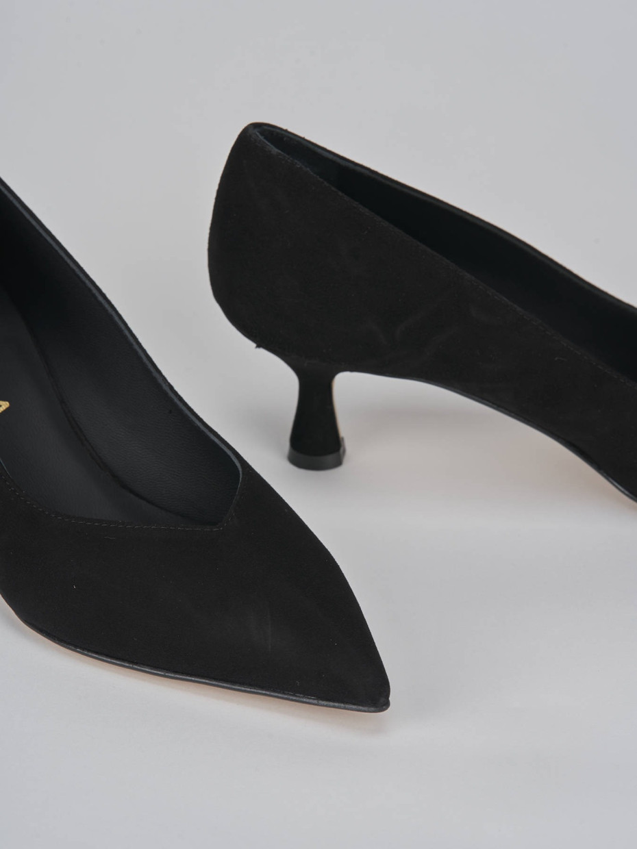 Décolleté e slingback tacco 5cm camoscio nero