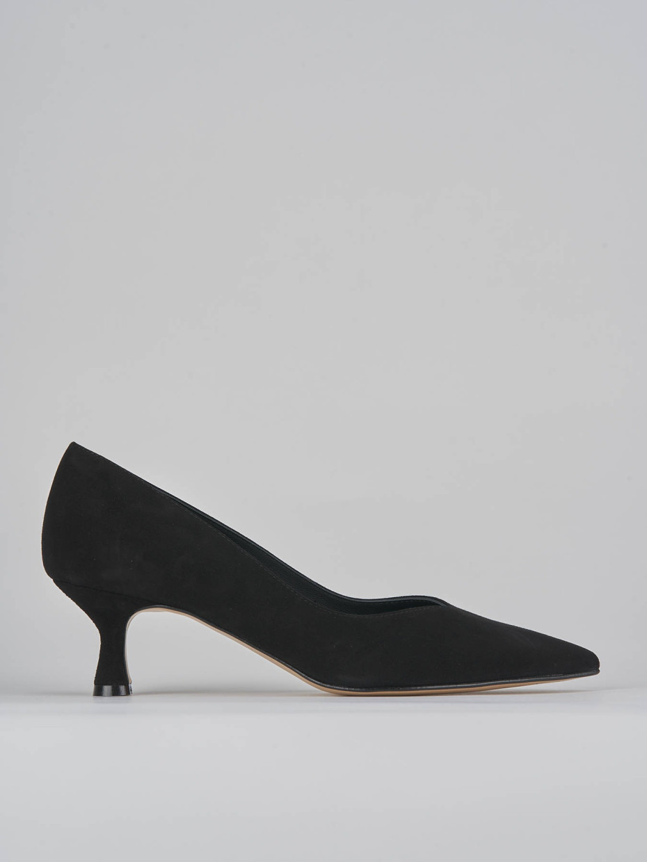Décolleté e slingback tacco 5cm camoscio nero