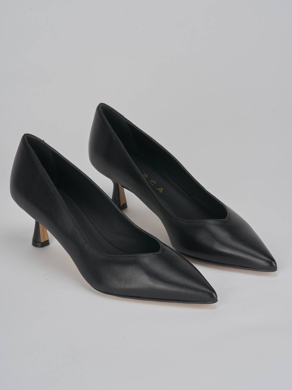 Décolleté e slingback tacco 5cm pelle nero
