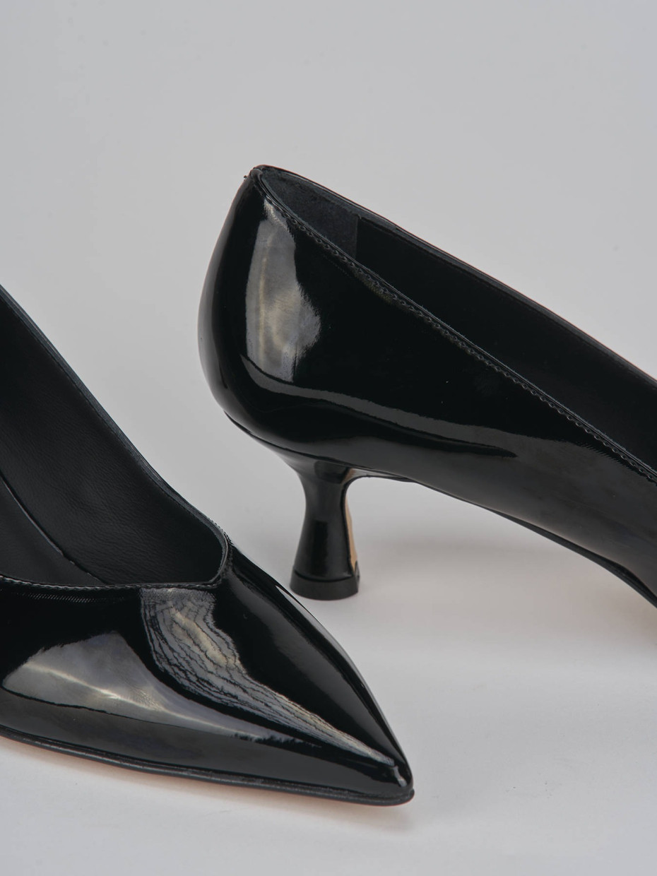 Décolleté e slingback tacco 5cm vernice nero