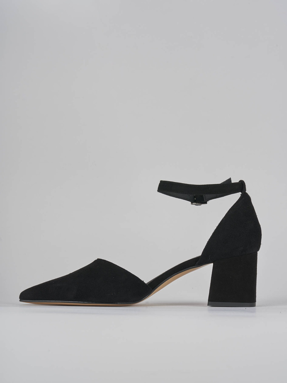 Décolleté e slingback tacco 5cm camoscio nero