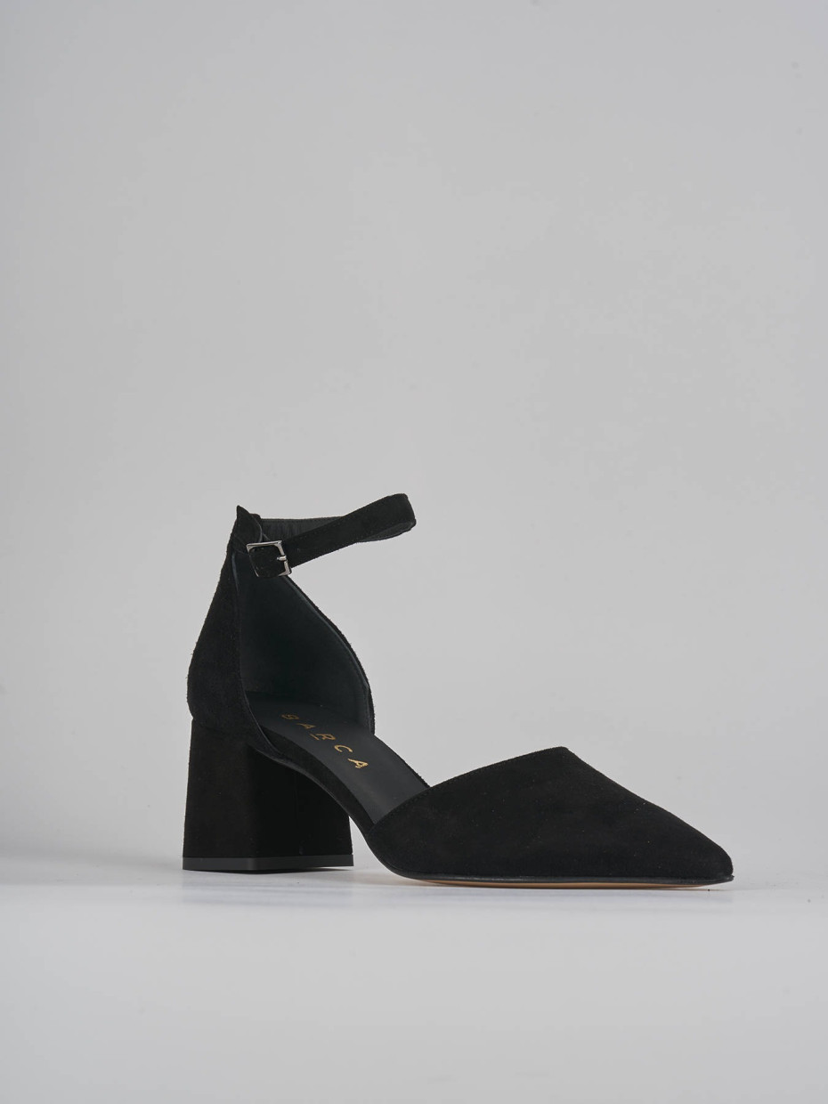 Décolleté e slingback tacco 5cm camoscio nero