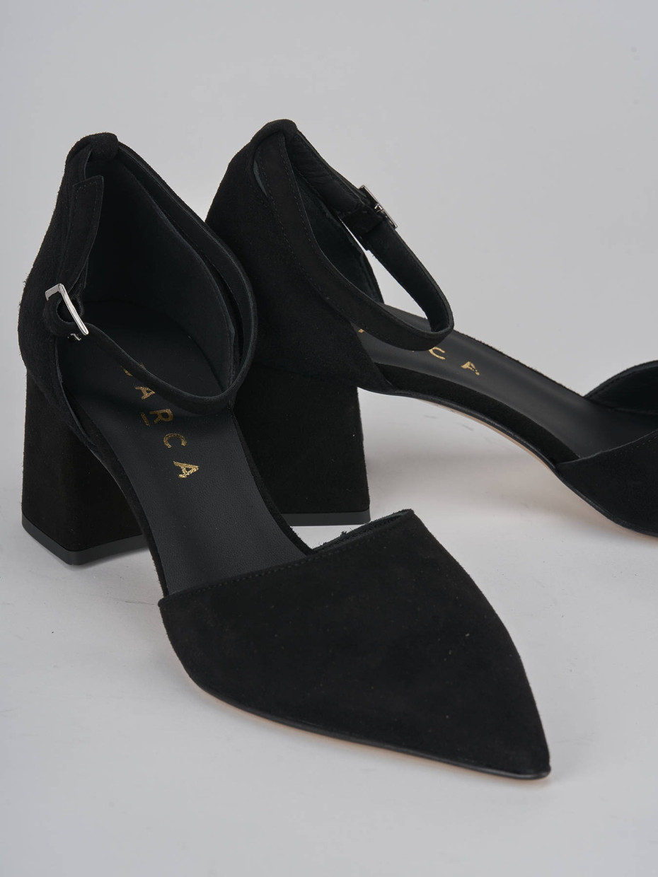 Décolleté e slingback tacco 5cm camoscio nero