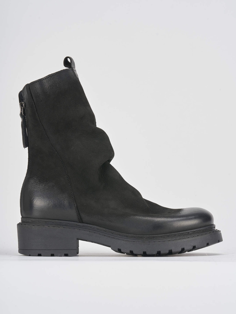Low heel ankle boots heel 2 cm black nabuk
