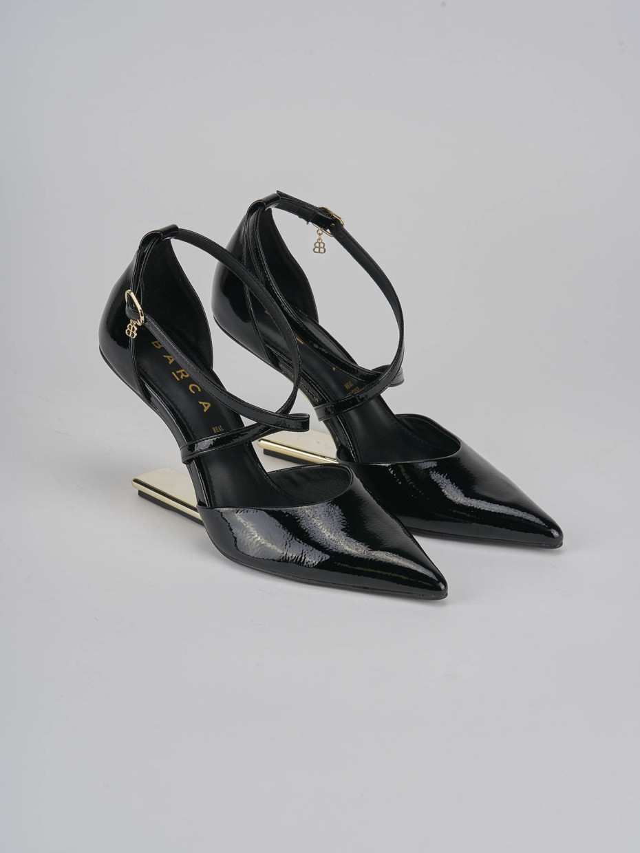 Décolleté e slingback tacco 7cm vernice nero