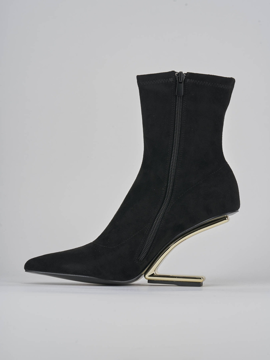 High heel ankle boots heel 7 cm black suede