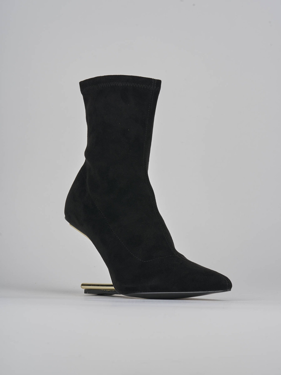 High heel ankle boots heel 7 cm black suede