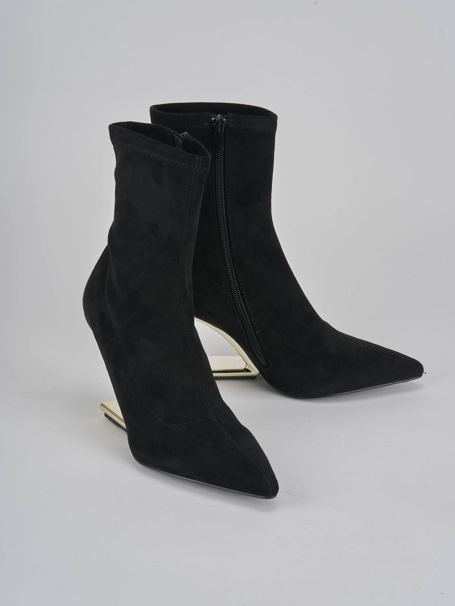 High heel ankle boots heel 7 cm black suede