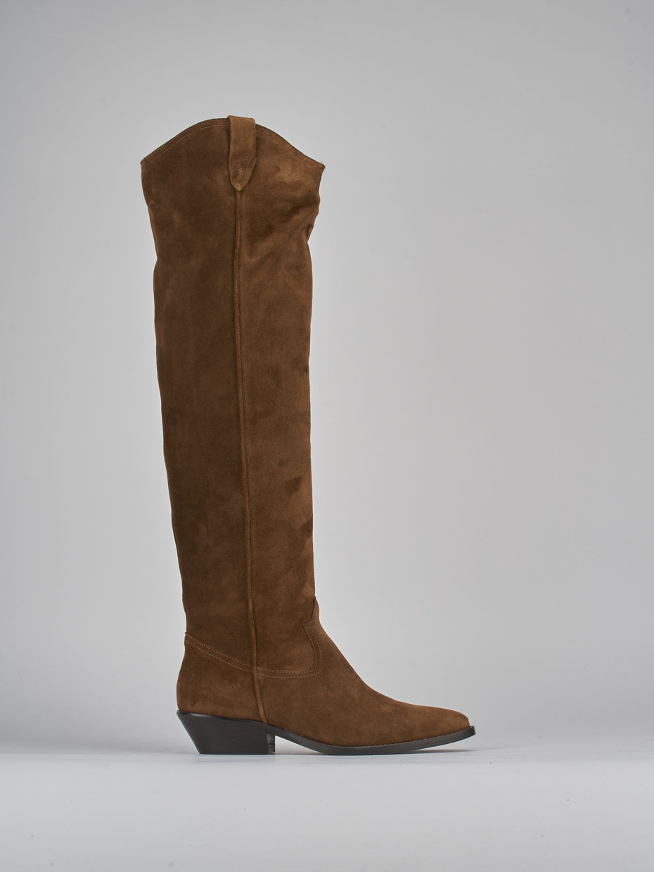Low heel boots heel 4 cm brown suede