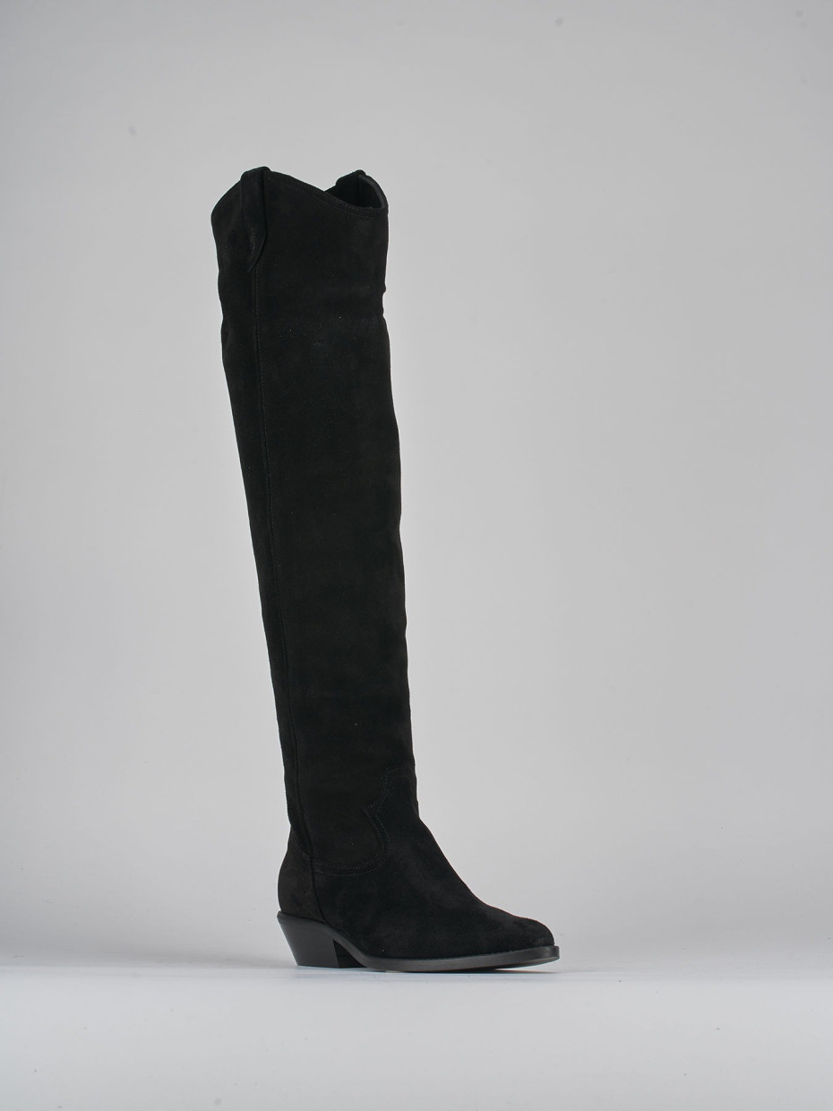 Stivale texano tacco 3 nero camoscio Barca Stores