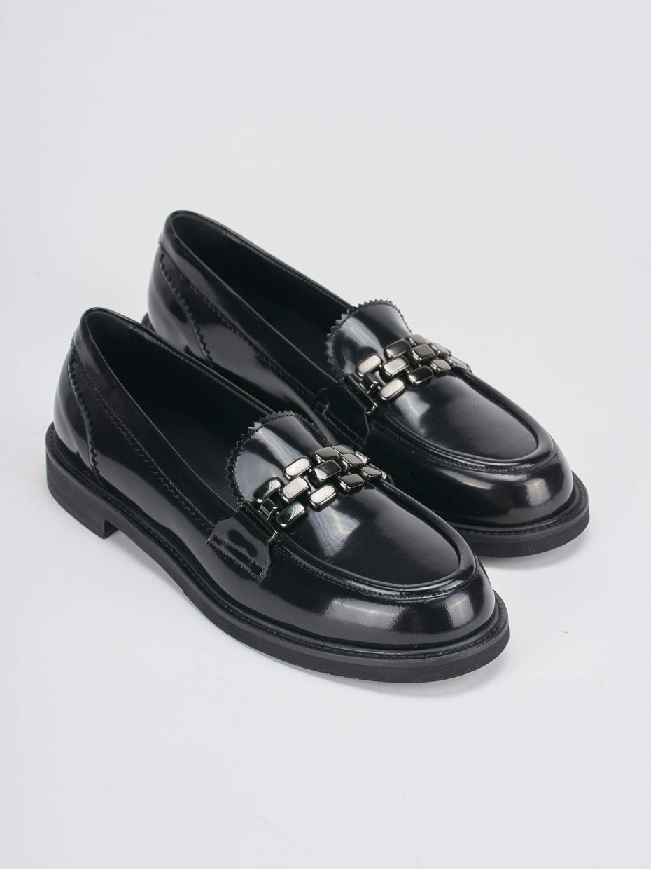 Loafers heel 2 cm black leather