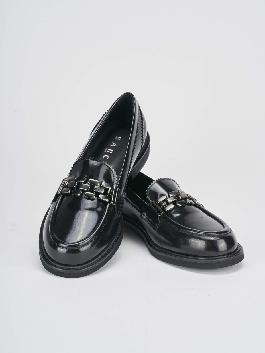 Loafers heel 2 cm black leather