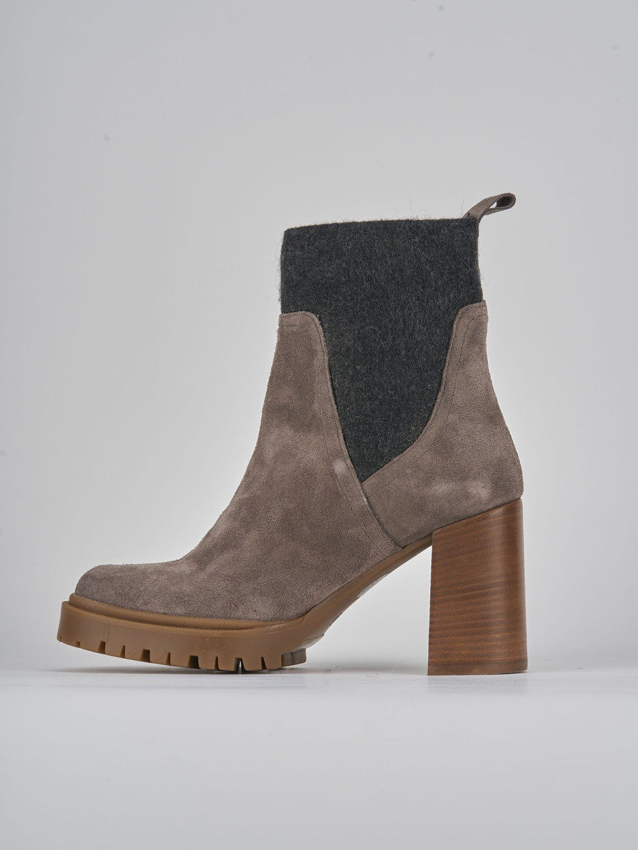 High heel ankle boots heel 9 cm grey suede