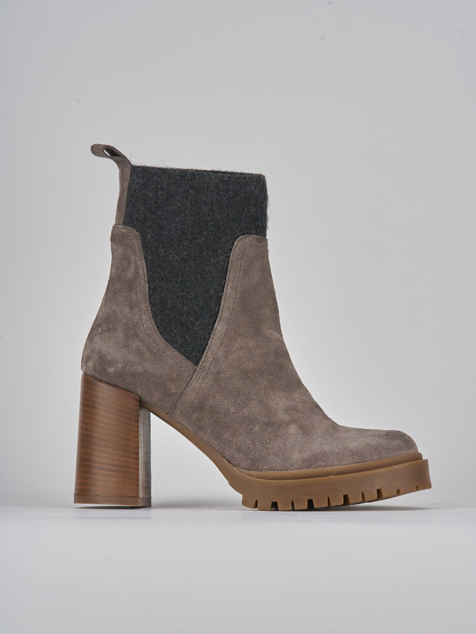 High heel ankle boots heel 9 cm grey suede