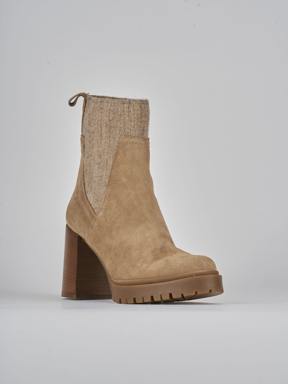 Beige suede block hotsell heel ankle boots