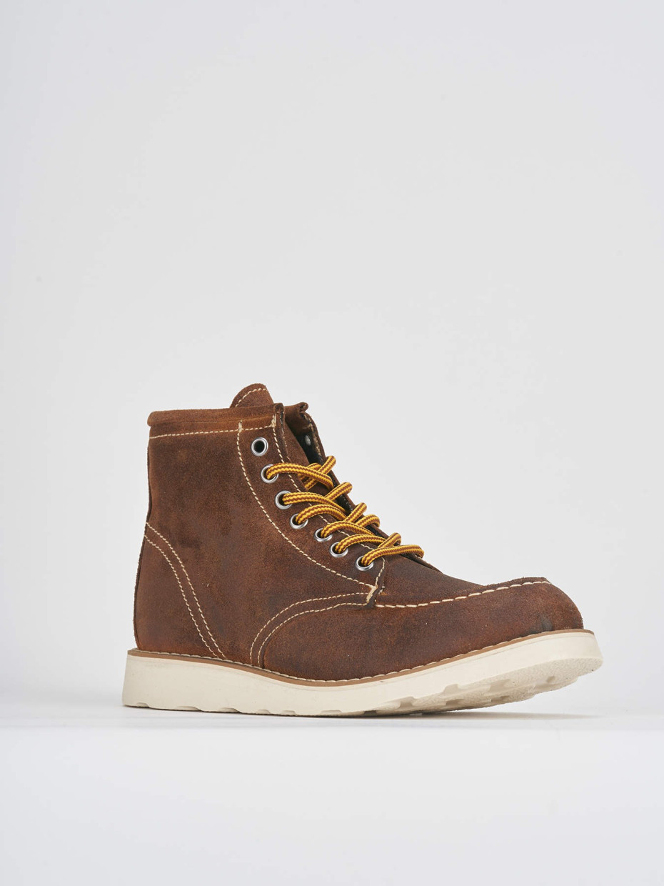 Combat boots heel 1 cm brown suede