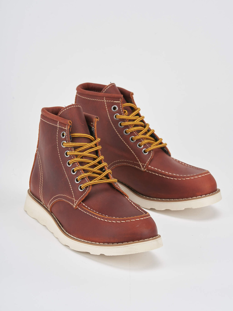 Combat boots heel 1 cm red nabuk