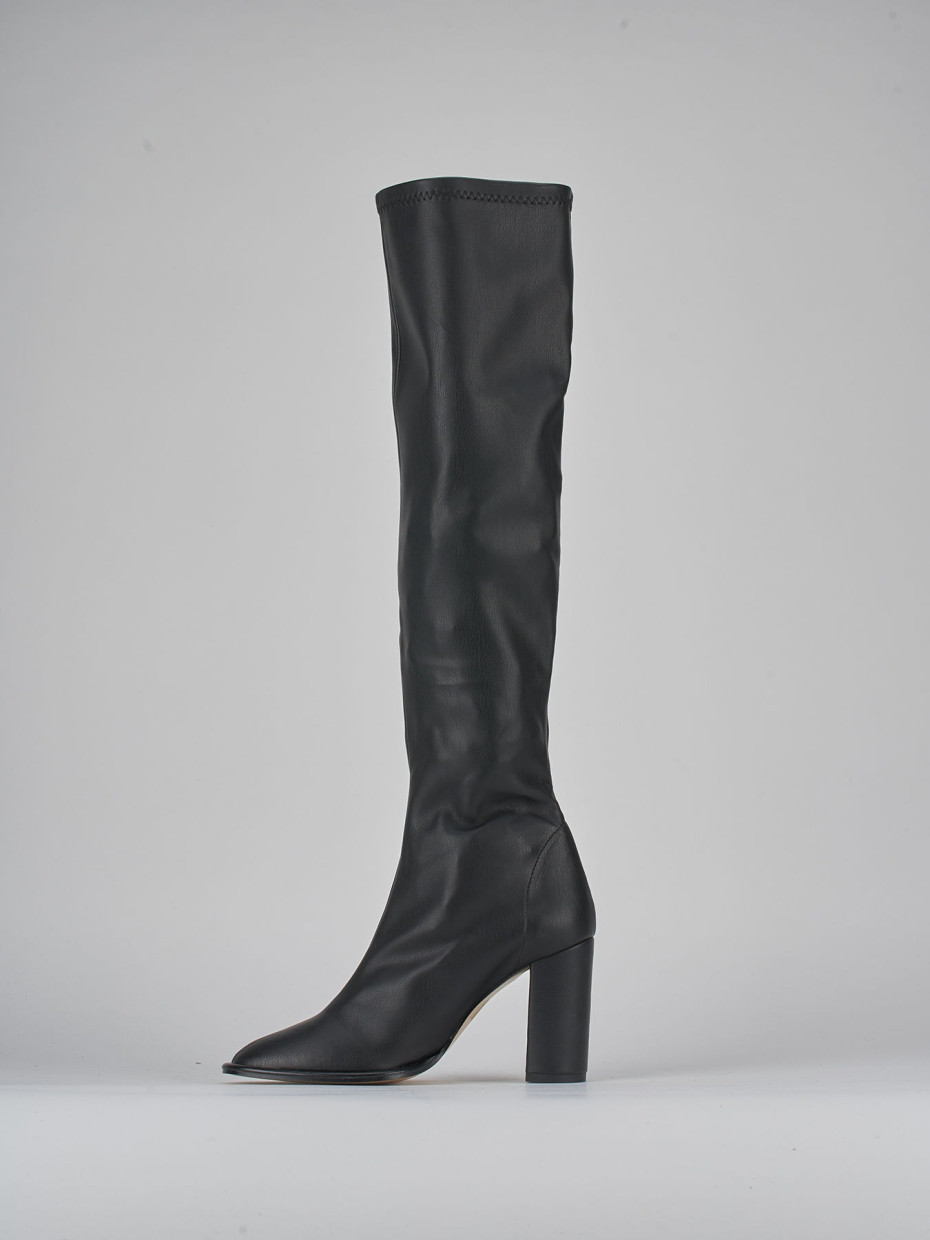 High heel boots heel 8 cm black leather