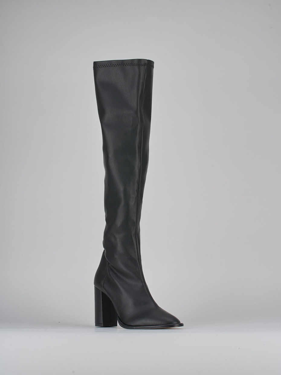 High heel boots heel 8 cm black leather