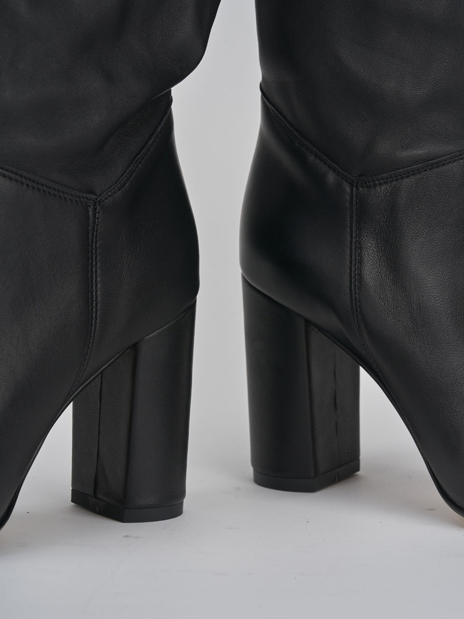 High heel ankle boots heel 8 cm black leather