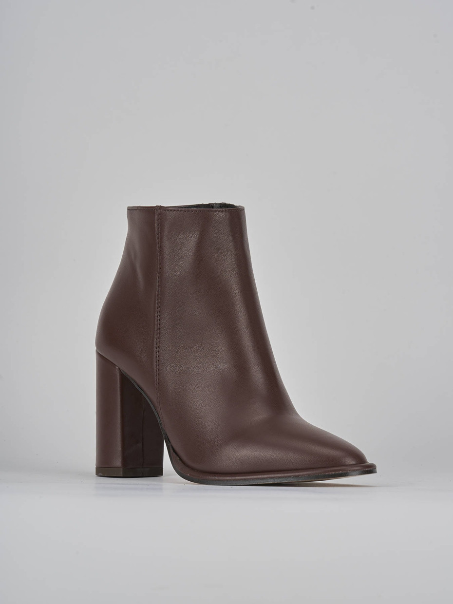 High heel ankle boots heel 8 cm dark brown leather