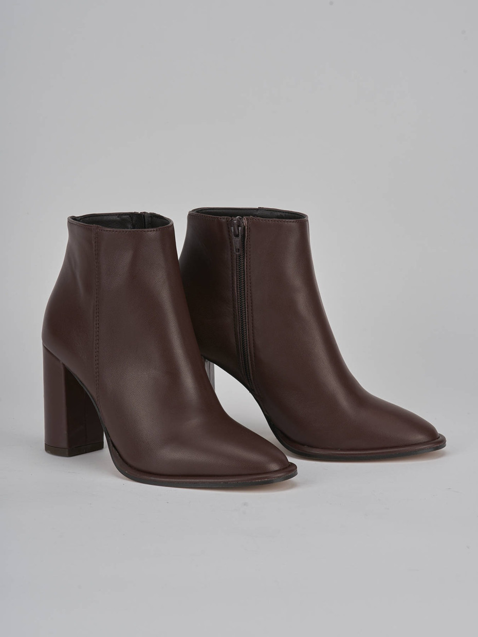 High heel ankle boots heel 8 cm dark brown leather
