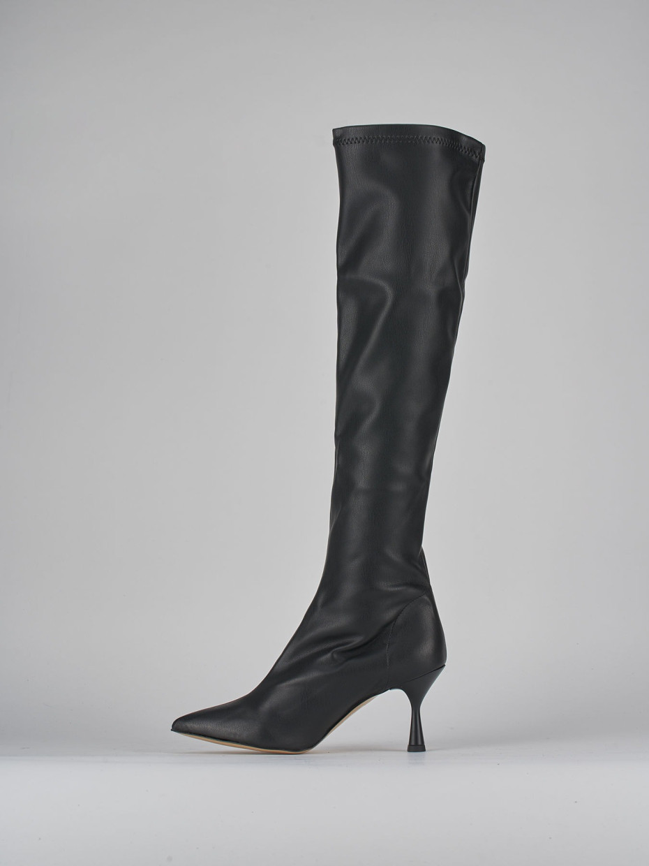 Stivali tacco 7cm pelle nero