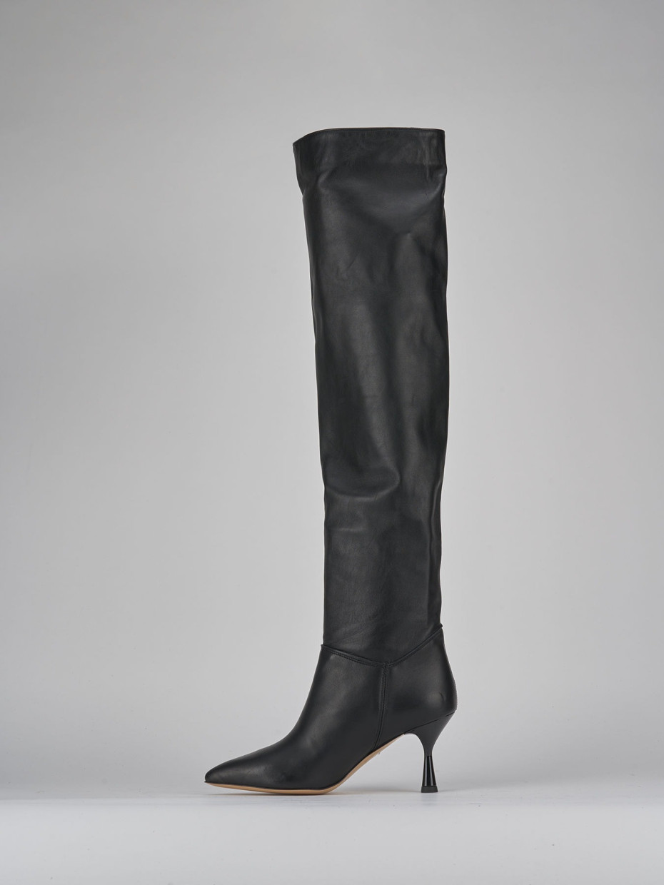 Stivali tacco 7cm pelle nero
