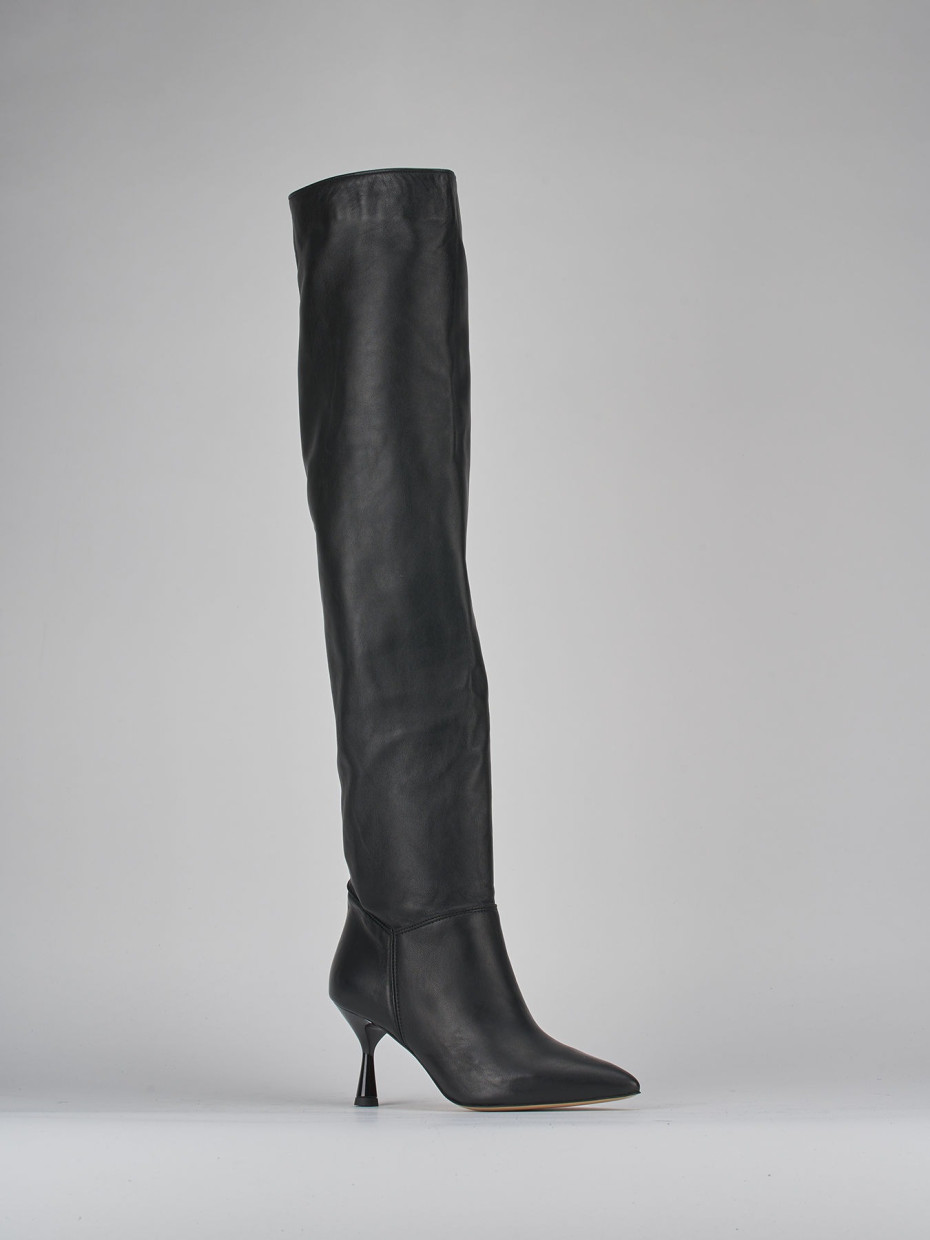 Stivali tacco 7cm pelle nero Barca Stores