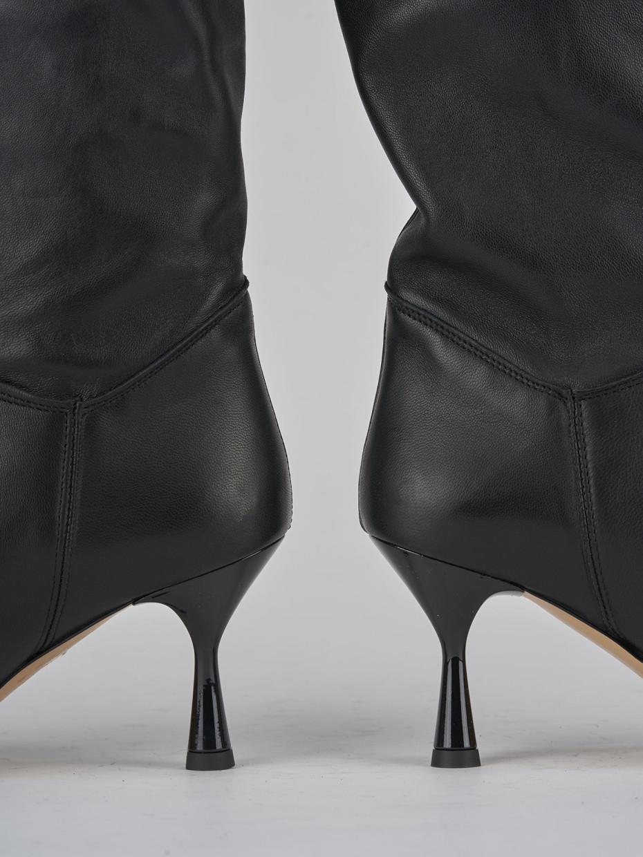 Stivali tacco 7cm pelle nero