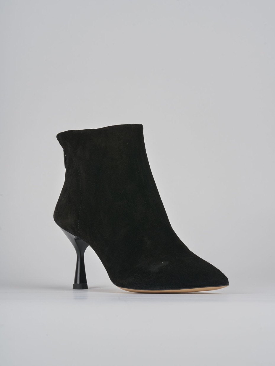 High heel ankle boots heel 7 cm black suede