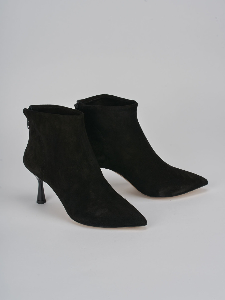 High heel ankle boots heel 7 cm black suede