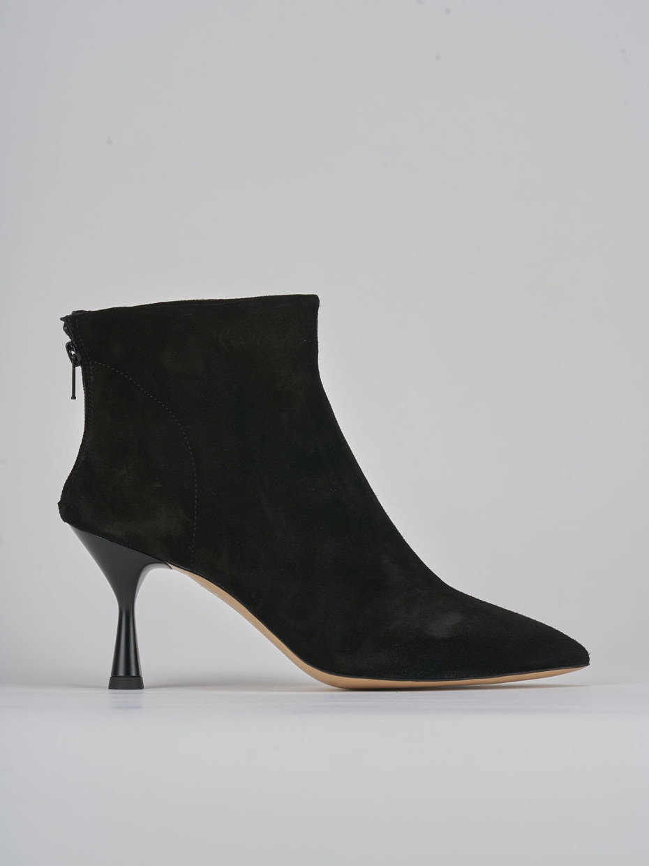 High heel ankle boots heel 7 cm black suede