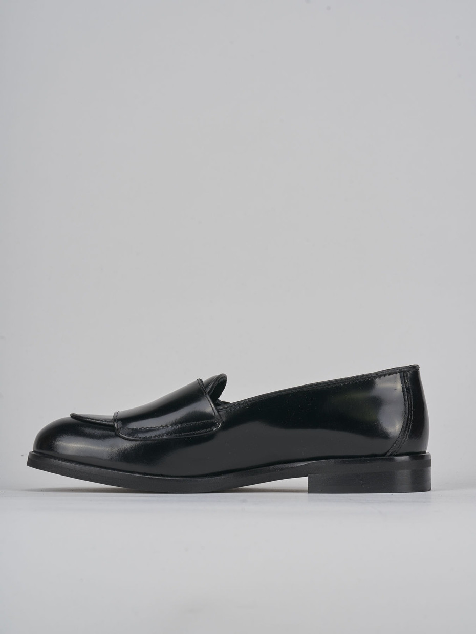 Loafers heel 1 cm black leather