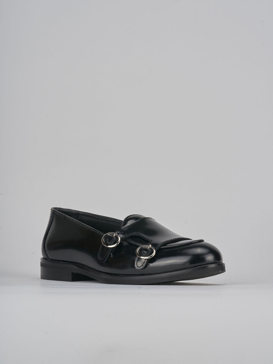 Loafers heel 1 cm black leather