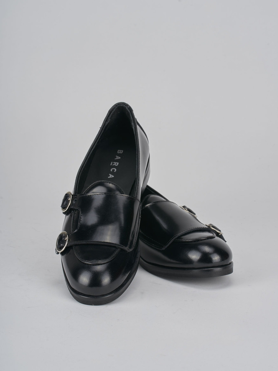 Loafers heel 1 cm black leather