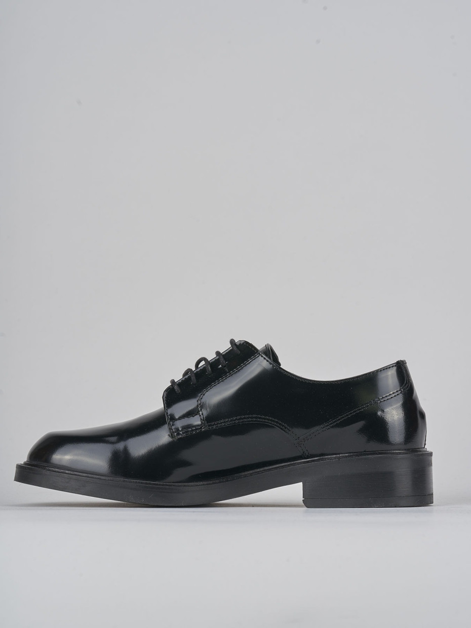 Lace-up shoes woman heel 2 cm black leather | Barca Stores