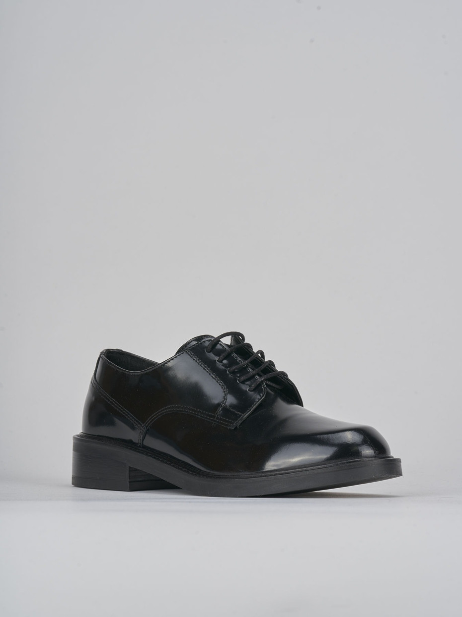 Lace-up shoes woman heel 2 cm black leather | Barca Stores