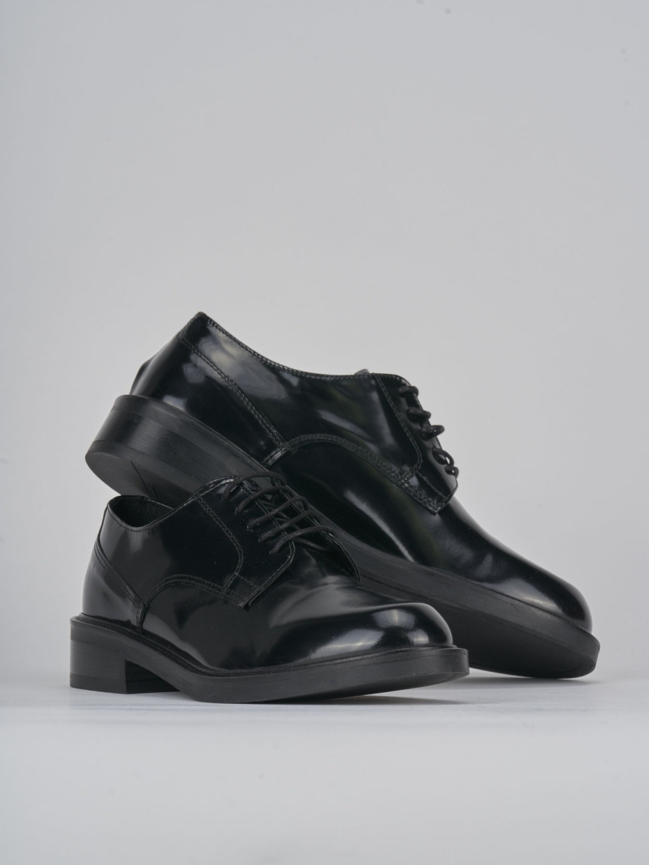 Lace-up shoes heel 2 cm black leather