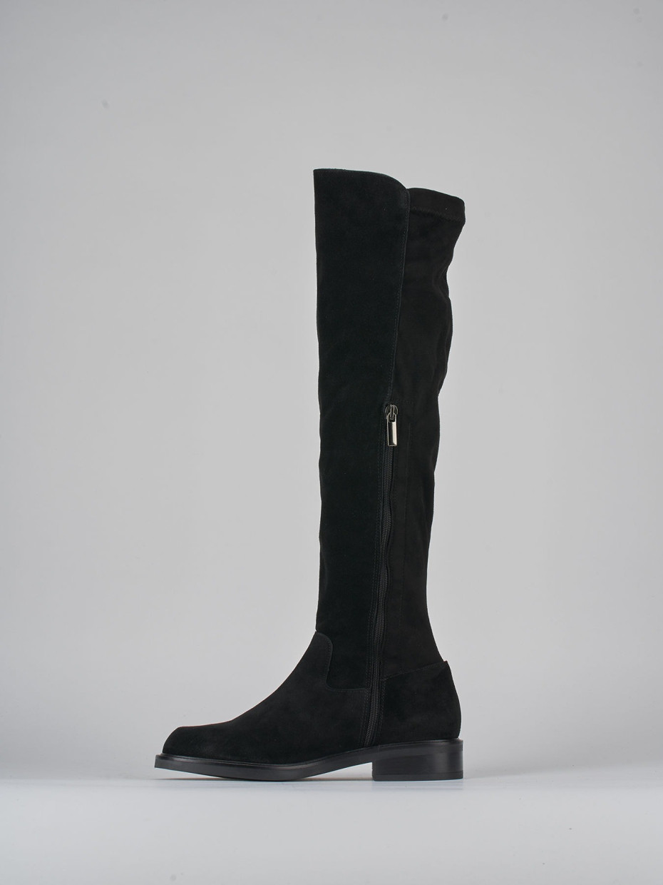 Stivali tacco 2cm camoscio nero Barca Stores