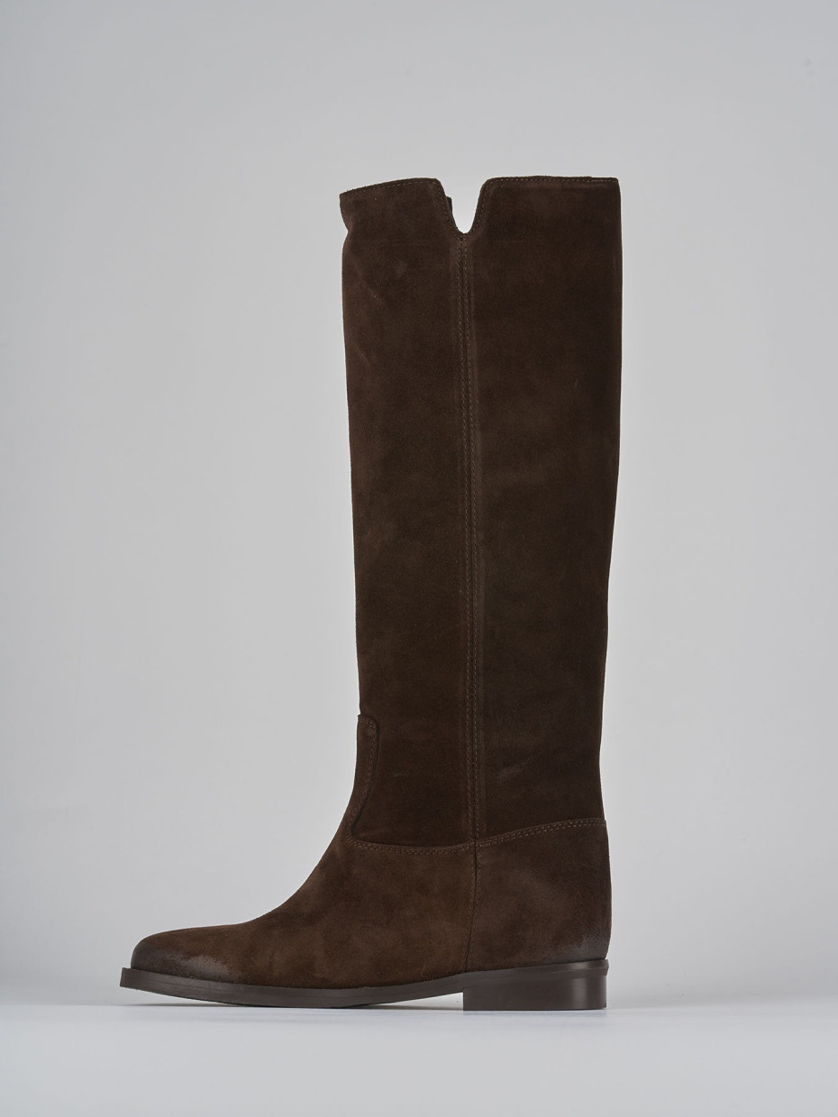 Low heel boots heel 2 cm dark brown suede