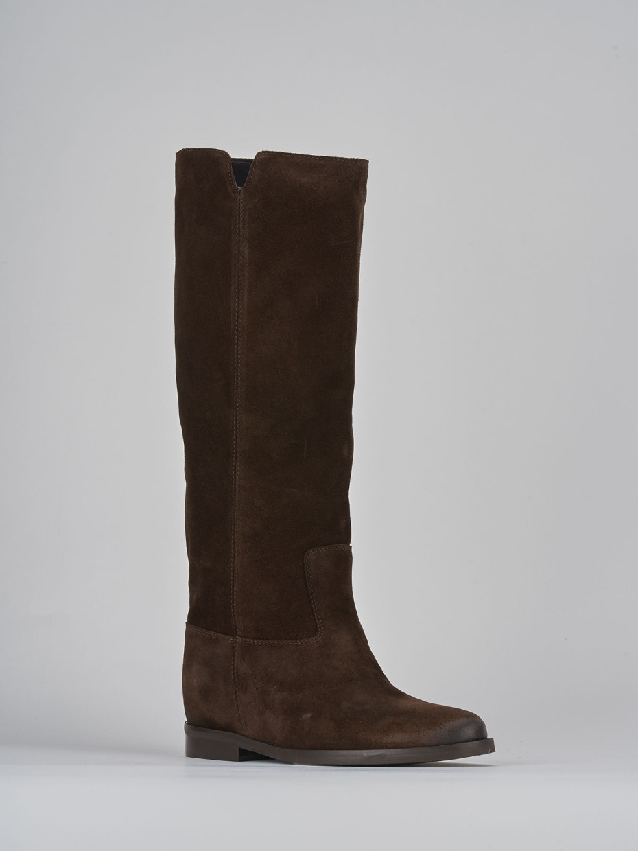 Low heel boots heel 2 cm dark brown suede