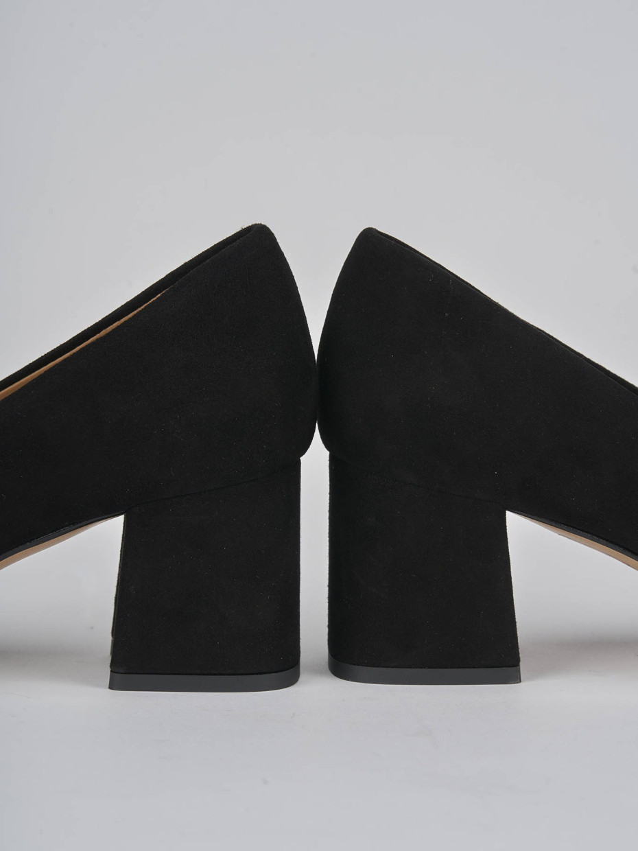 Décolleté e slingback tacco 5cm camoscio nero