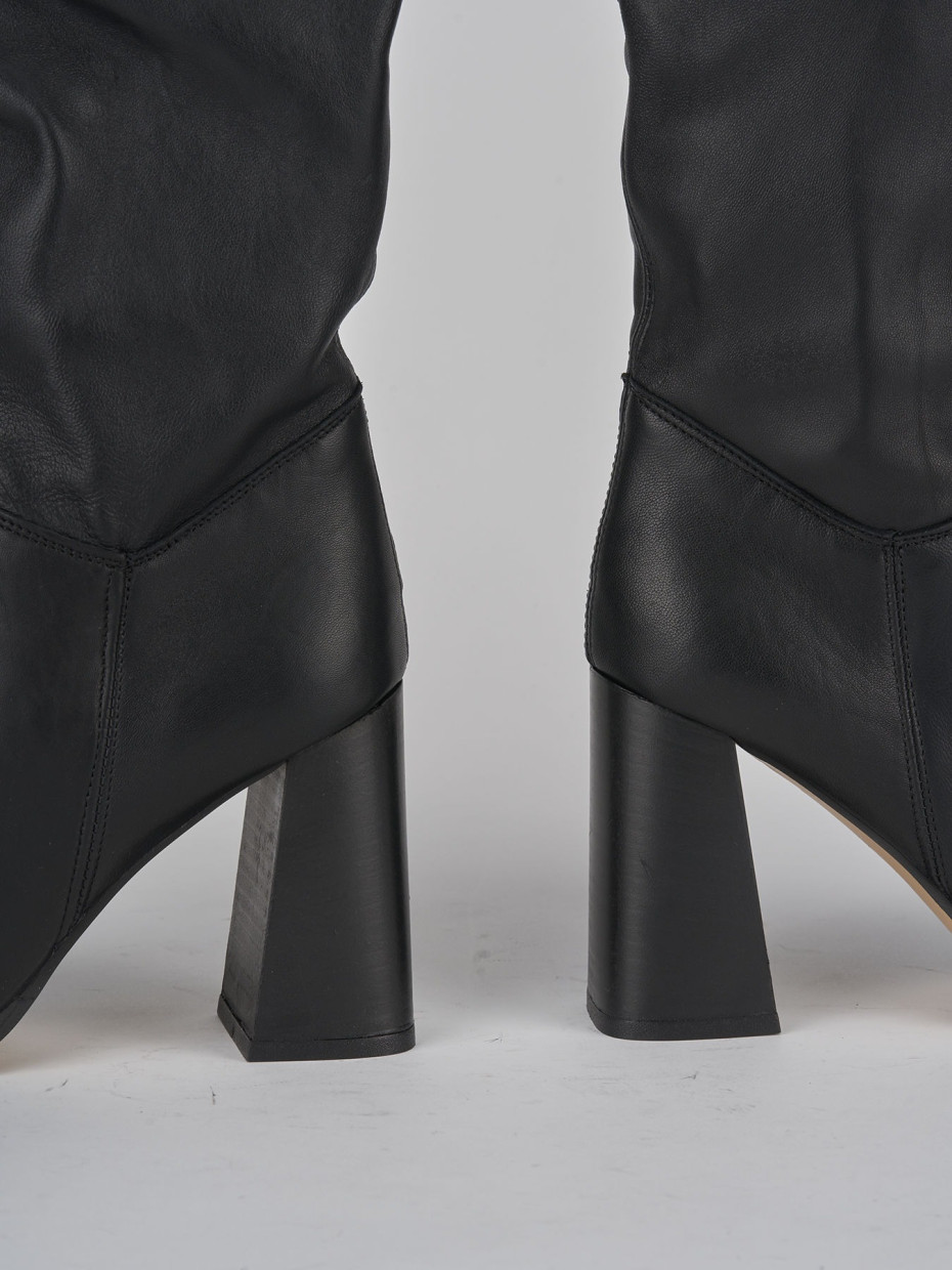 High heel boots woman heel 9 cm black leather Barca Stores