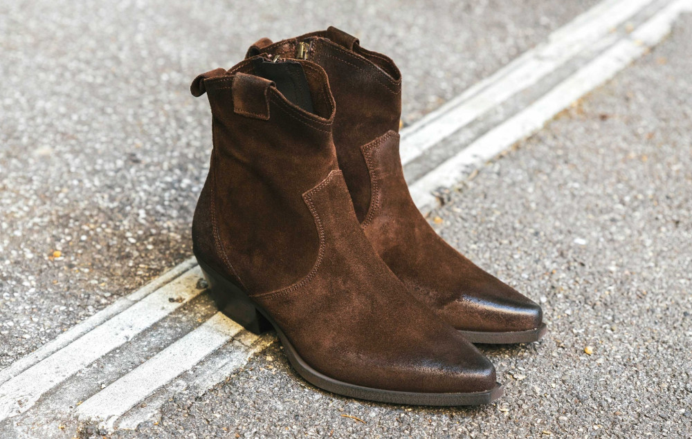 Low heel ankle boots heel 3 cm dark brown suede