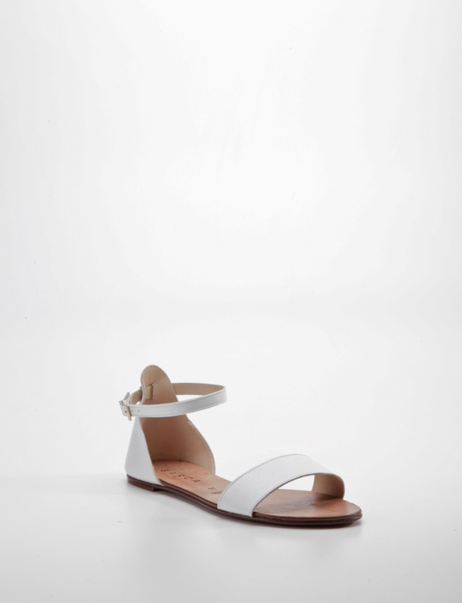 Low heel sandals heel 1 cm white leather