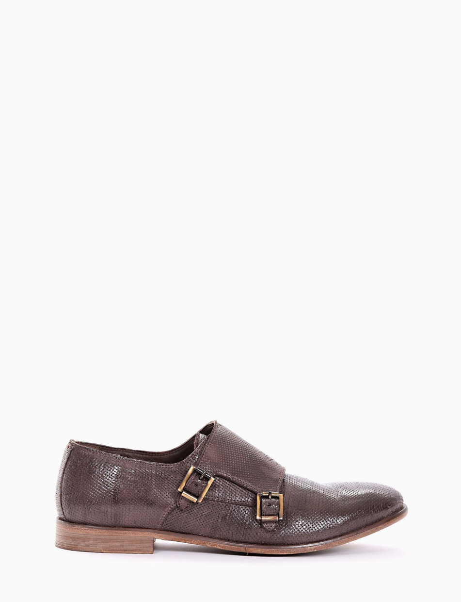 scarpa lacci Monk Strap tacco 2 cm testa